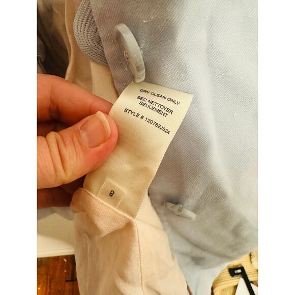 REBECCA TAYLOR Light Blue 70s Rickrack Trim Double Breasted Slub Jacket Blazer 8 - Picture 11 of 16